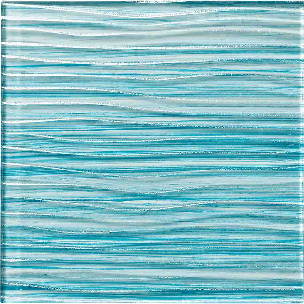 Glass Pool Tile Waves Turquoise 6x6