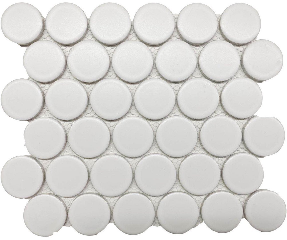 Matte Porcelain Mosaic Tile Rounded White 2 Mineral Tiles 2491