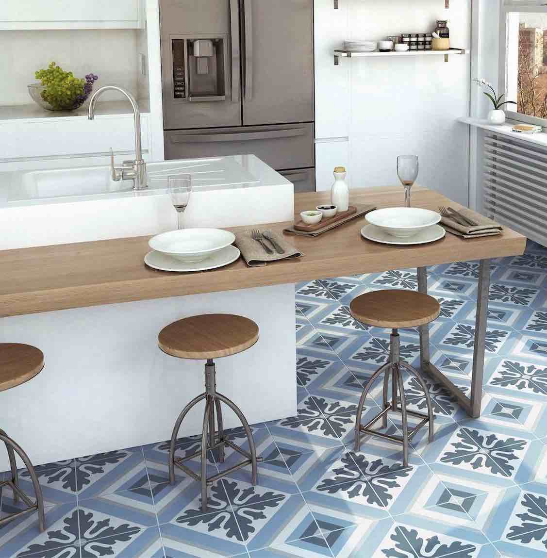 Patterned Porcelain Tile Mix Blue 8x8