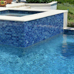 Dolphin Bay Blue and White Mixed Glass Mosaic Tile