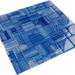 Blue Blend Glass Mosaic Tile 1x2