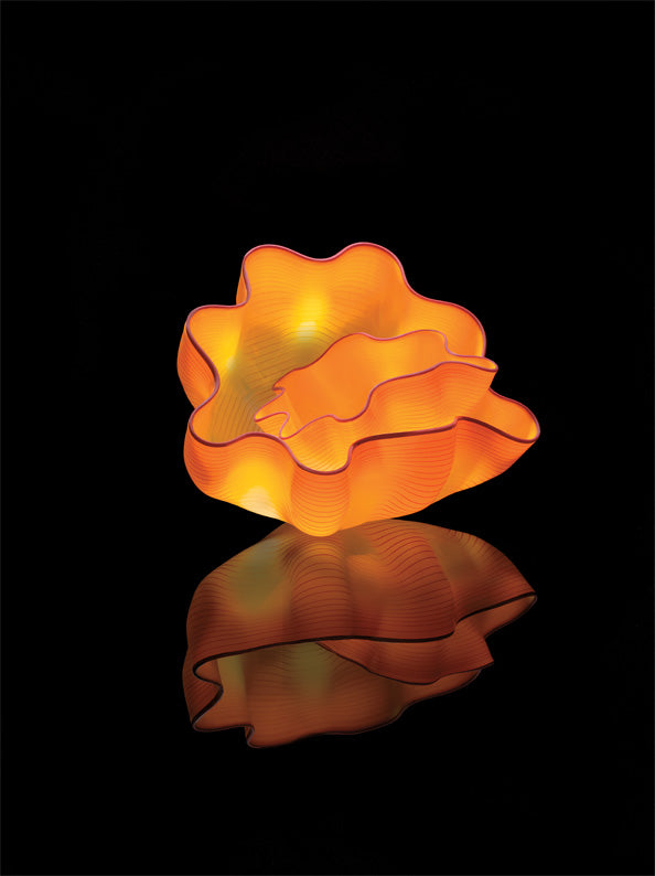 Dale Chihuly Saffron Seaform Pair Studio Edition, 2013 Glass 7½’’ x 6’’ x 9’’