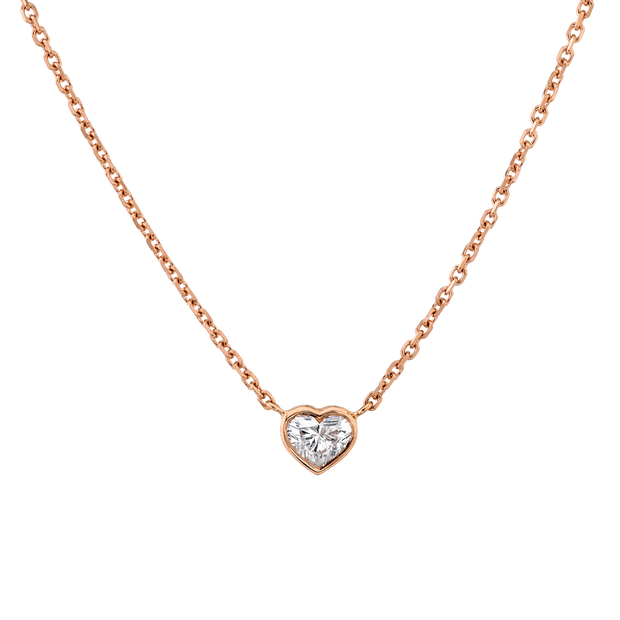 heart diamond necklace rose gold