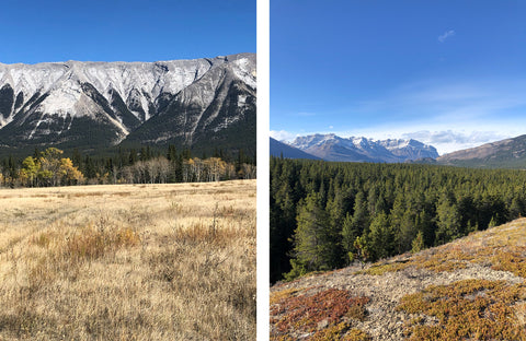 Photos of the mountain view from an eBike in Calgary