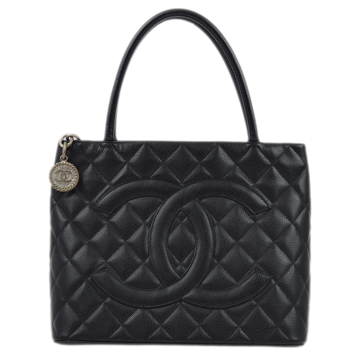 image of Chanel 2005-2006 Black Caviar Medallion Tote Handbag