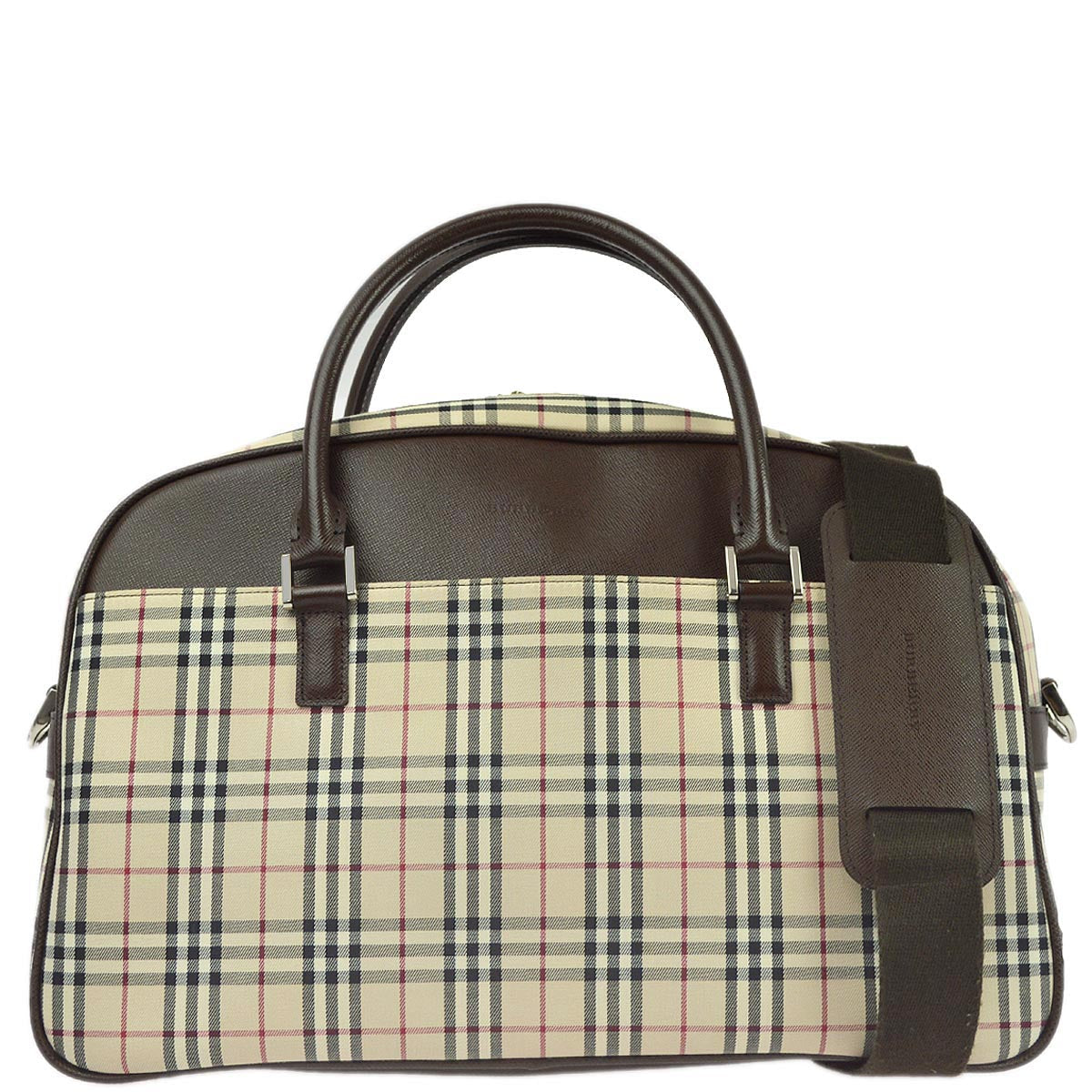 image of Burberry Beige Burberry Check 2way Duffle Handbag