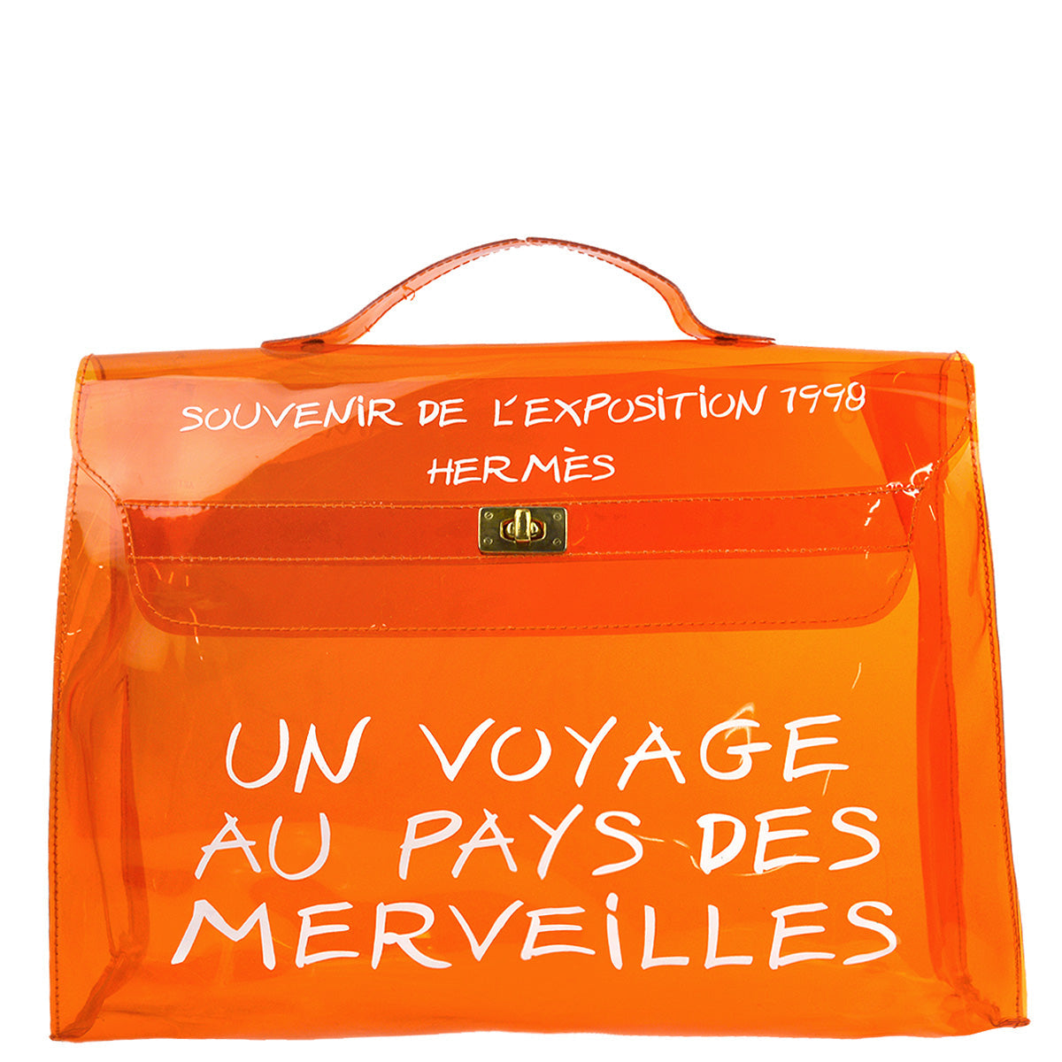 Image of Hermes Orange Vinyl Kelly Beach Handbag