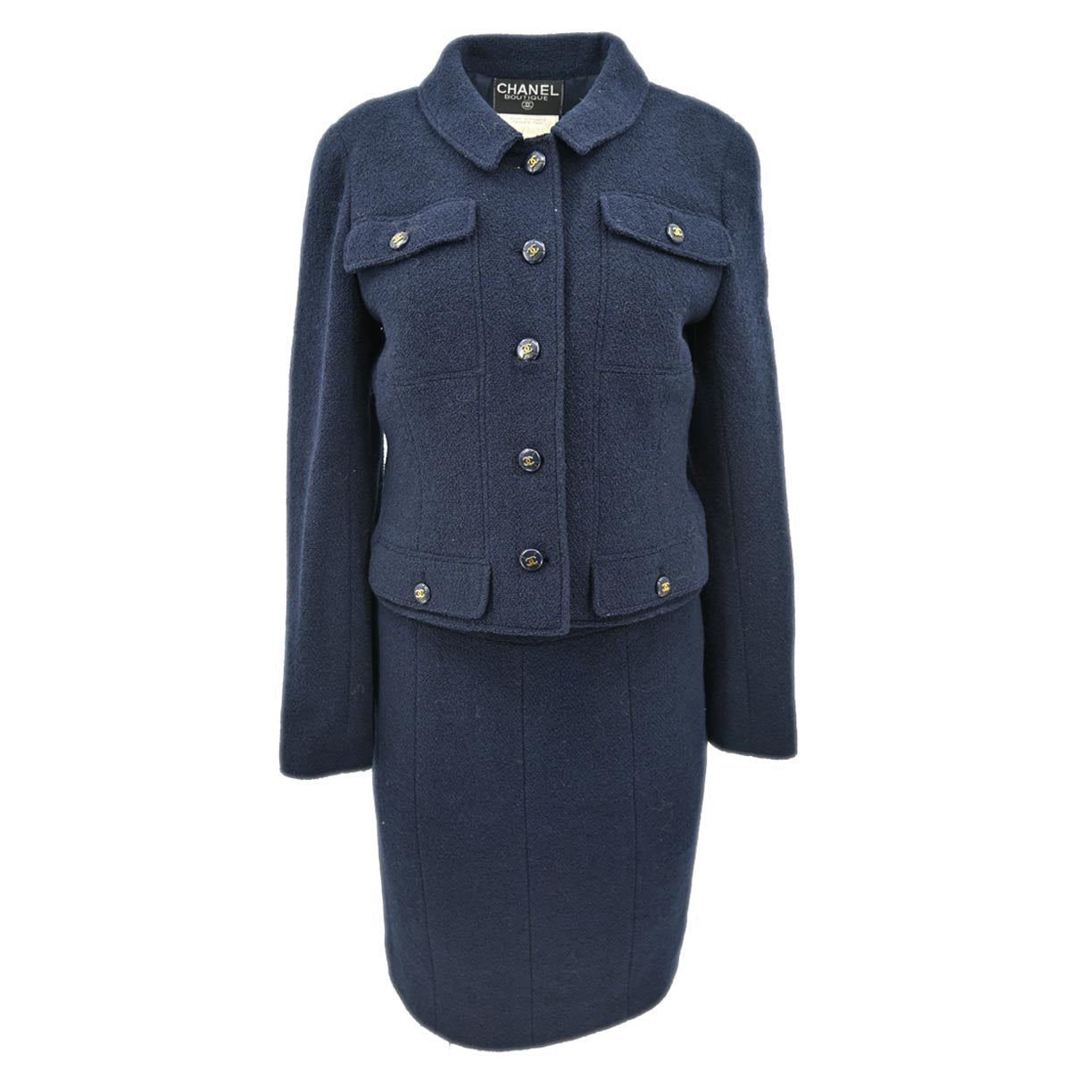 image of Chanel Setup Suit Jacket Skirt Navy 95P #40