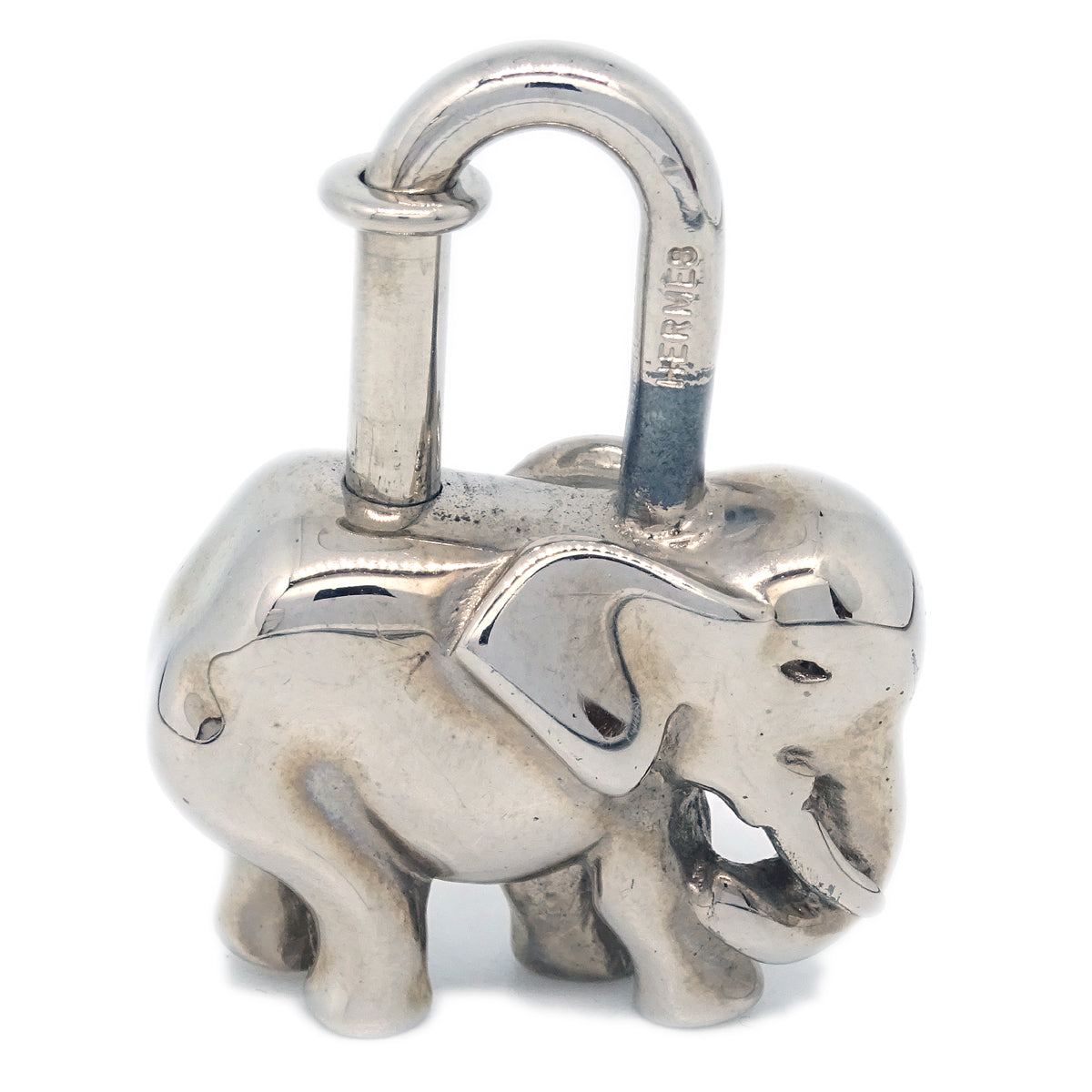 Image of Hermes 1988 Elephant Cadena Lock Bag Charm Silver Small Good