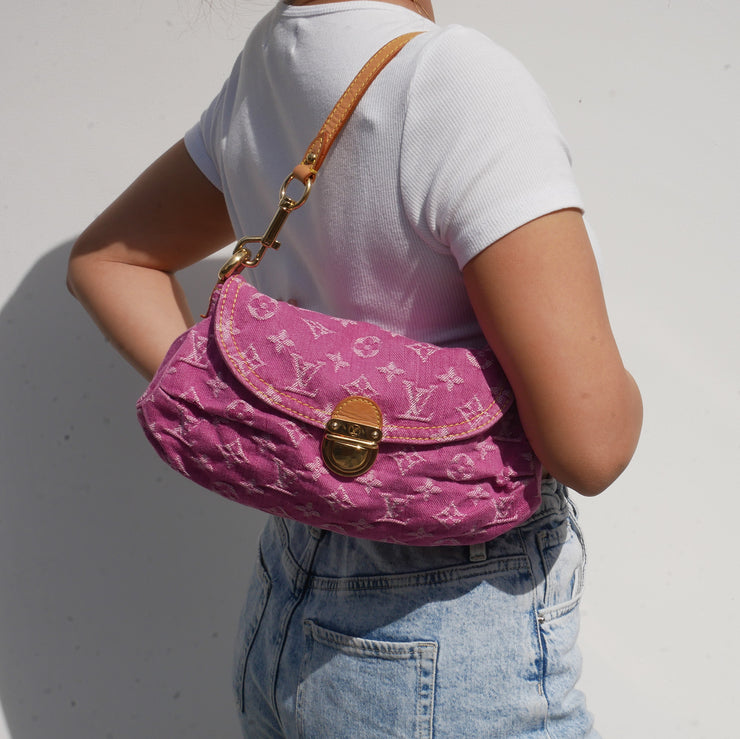 LOUIS VUITTON PINK DENIM PLEATY BAG