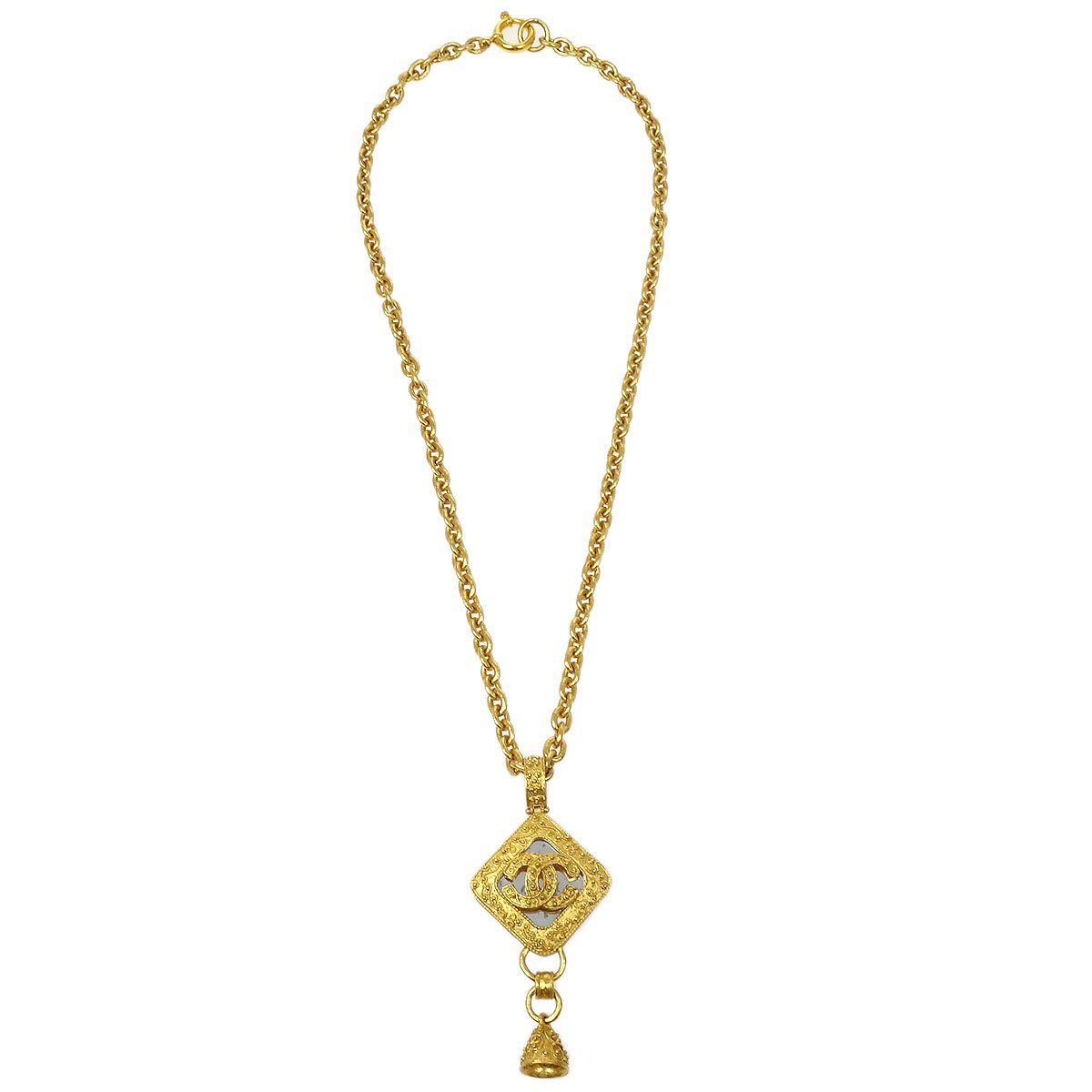 image of Chanel 1994 Bell Mirror Gold Chain Pendant Necklace