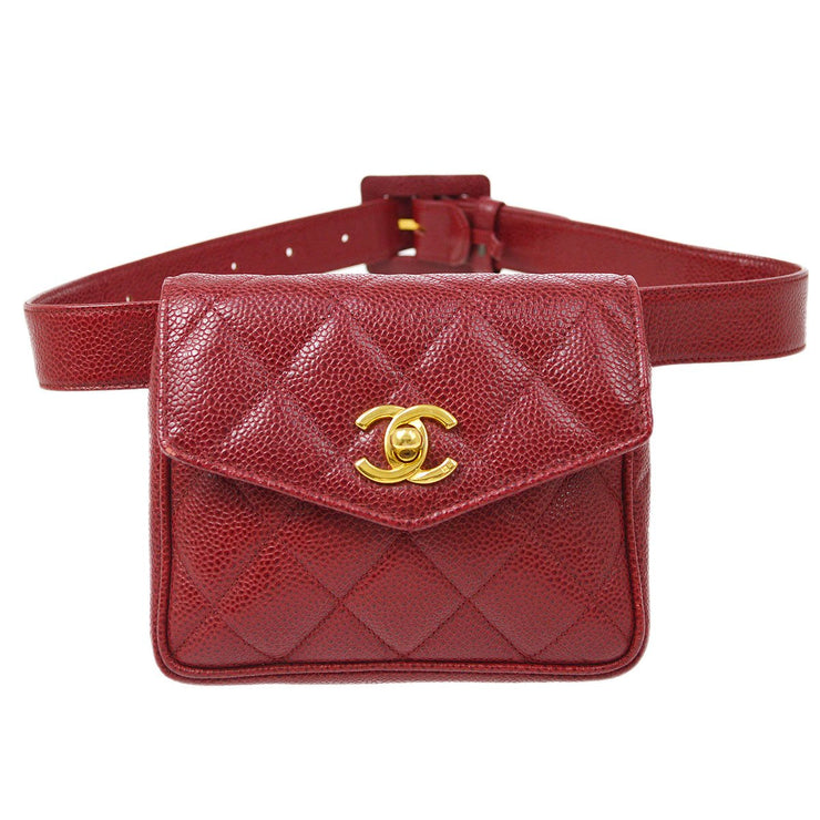 chanel belt bag red