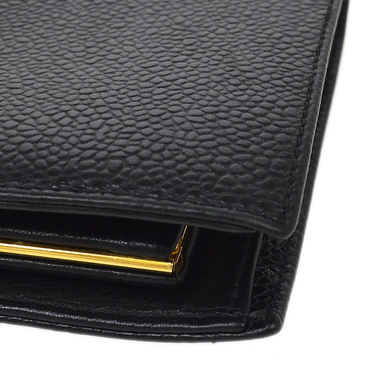 chanel bi fold wallet black caviar