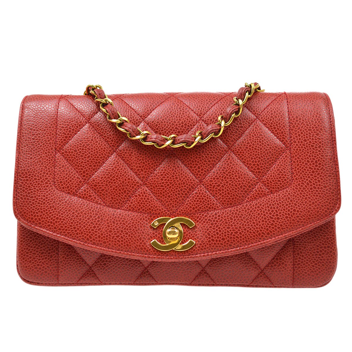 image of CHANEL 1991-1994 Red Caviar Diana Small