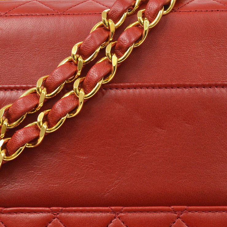 CHANEL 1989-1991 Red Lambskin Trapezoid Shoulder Bag