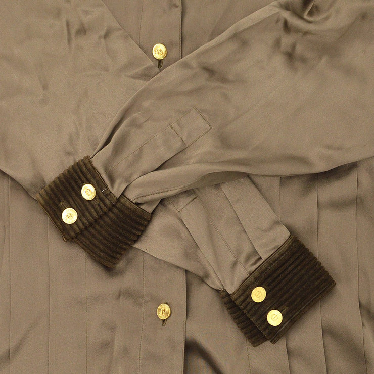 CHANEL Brown Silk Corduroy Open Collar Shirt – AMORE Vintage Tokyo