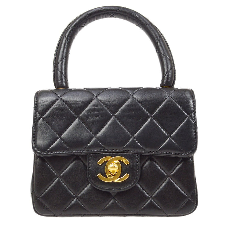 chanel mini square black lambskin