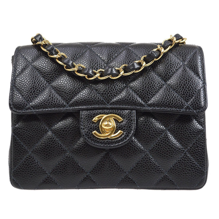 chanel black caviar square mini