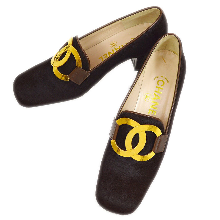 CHANEL Brown Pony Hair Loafers Shoes #35 1/2 – AMORE Vintage Tokyo