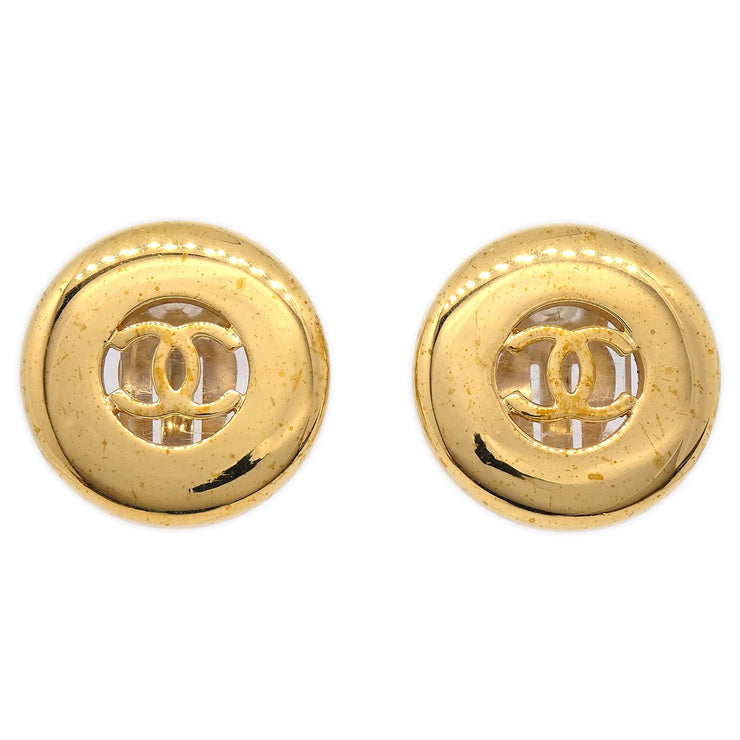 chanel gold button earrings