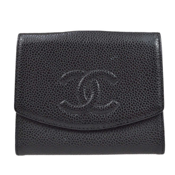 chanel bifold wallet black caviar