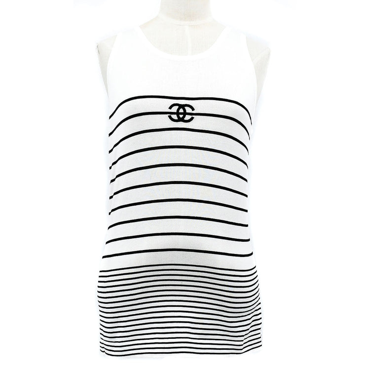 CHANEL #40 Striped Sleeveless Tops White Black – AMORE Vintage Tokyo