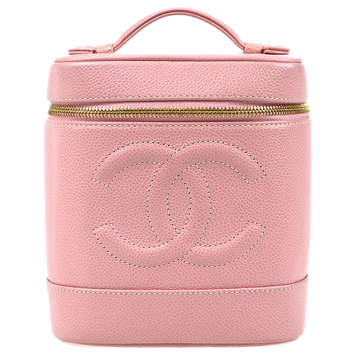 image of CHANEL 2003-2004 Timeless Vanity Handbag Pink Caviar