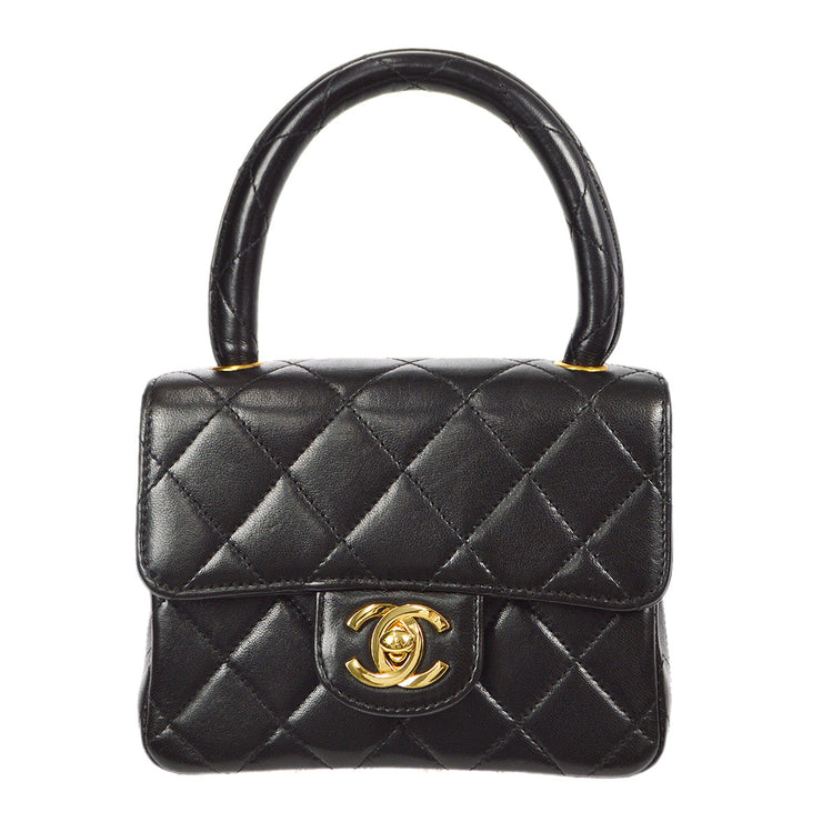 Chanel Vintage 1989 Black Lambskin Micro Mini Classic Flap Bag  I MISS YOU  VINTAGE