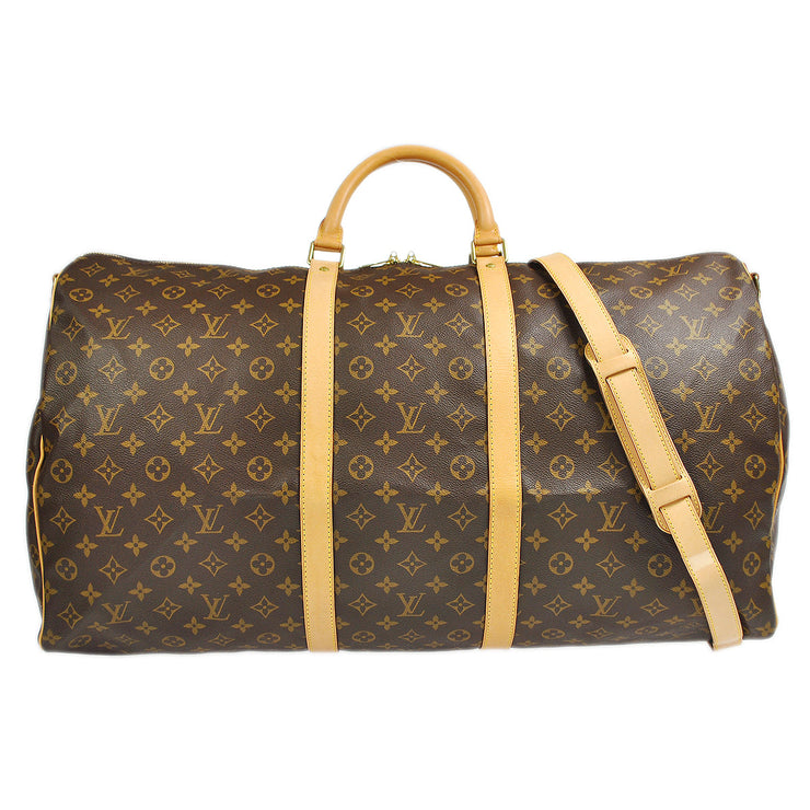 LOUIS VUITTON Monogram Keepall 60 Bandouliere Travel Bag