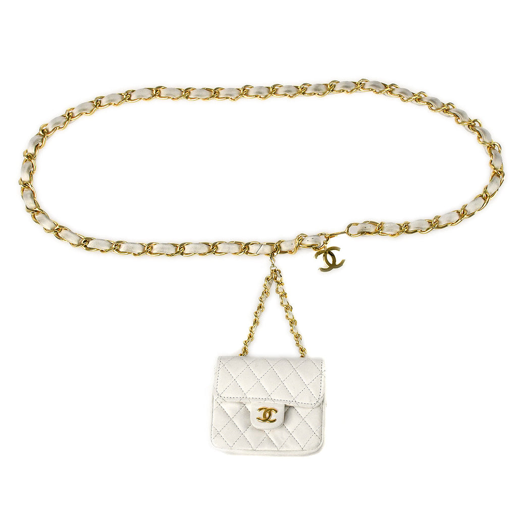 CHANEL CC Bicolore Chain Belt Waist Bum Bag Fanny Pack White Size L 8535  Ex  eBay