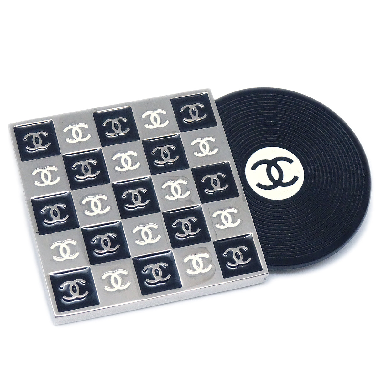 image of Chanel Record Brooch Pin Silver 04P