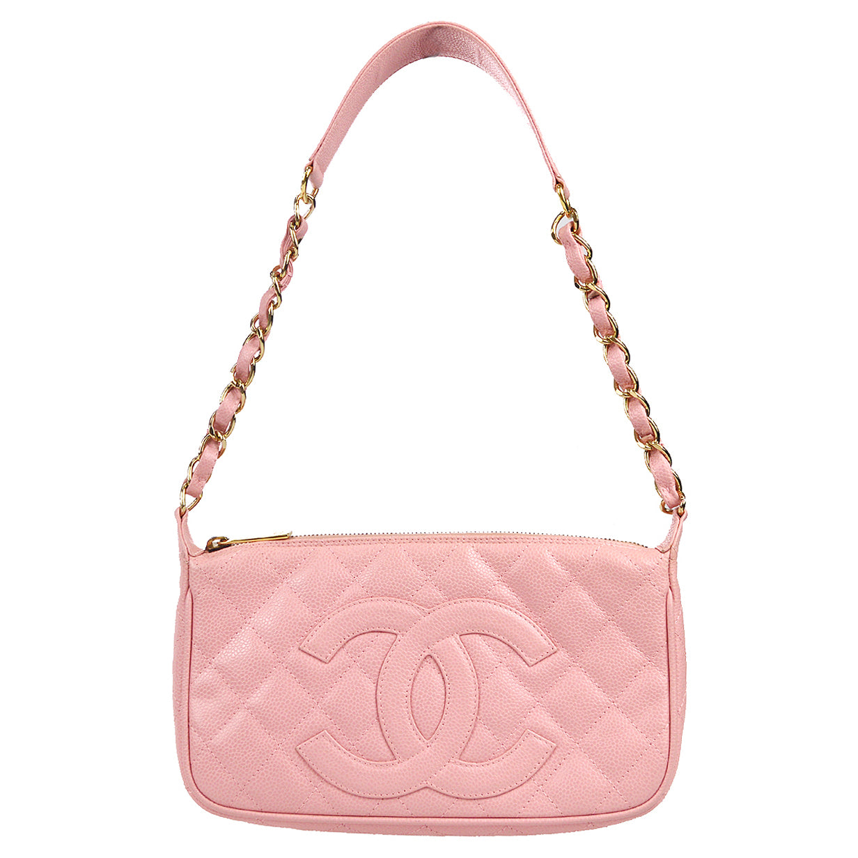 image of Chanel 2003-2004 Chain Shoulder Bag Pink Caviar