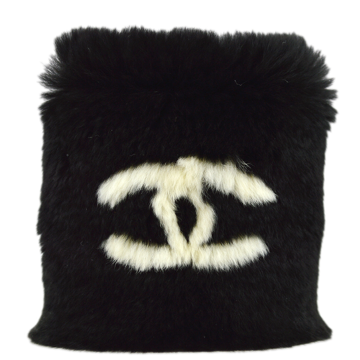 image of Chanel Black Fur Bracelet Bangle Wristband