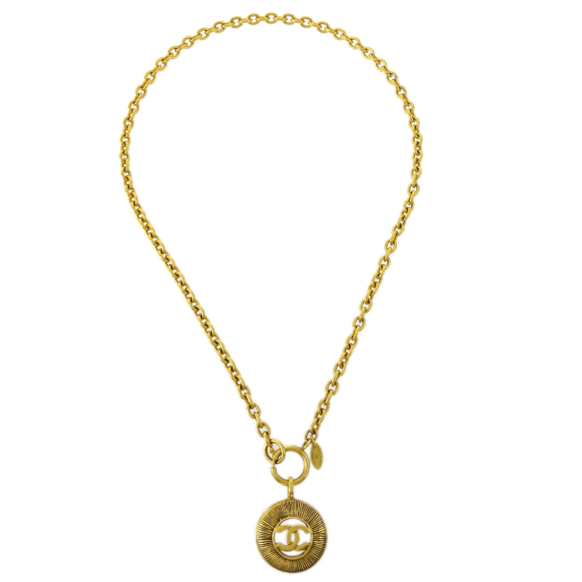 image of Chanel Medallion Gold Chain Pendant Necklace 3842