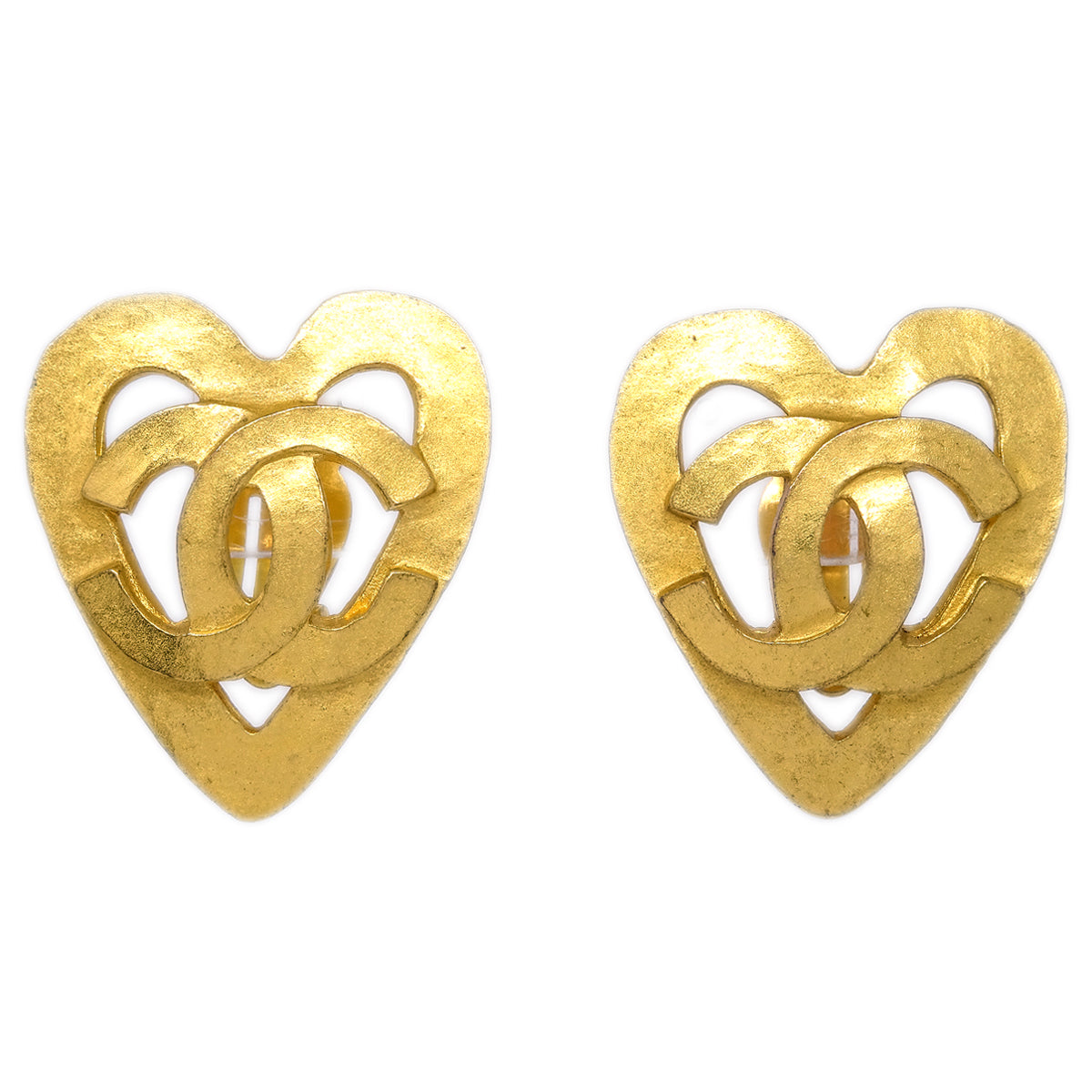 image of Chanel Gold Heart Earrings Clip-On 95P