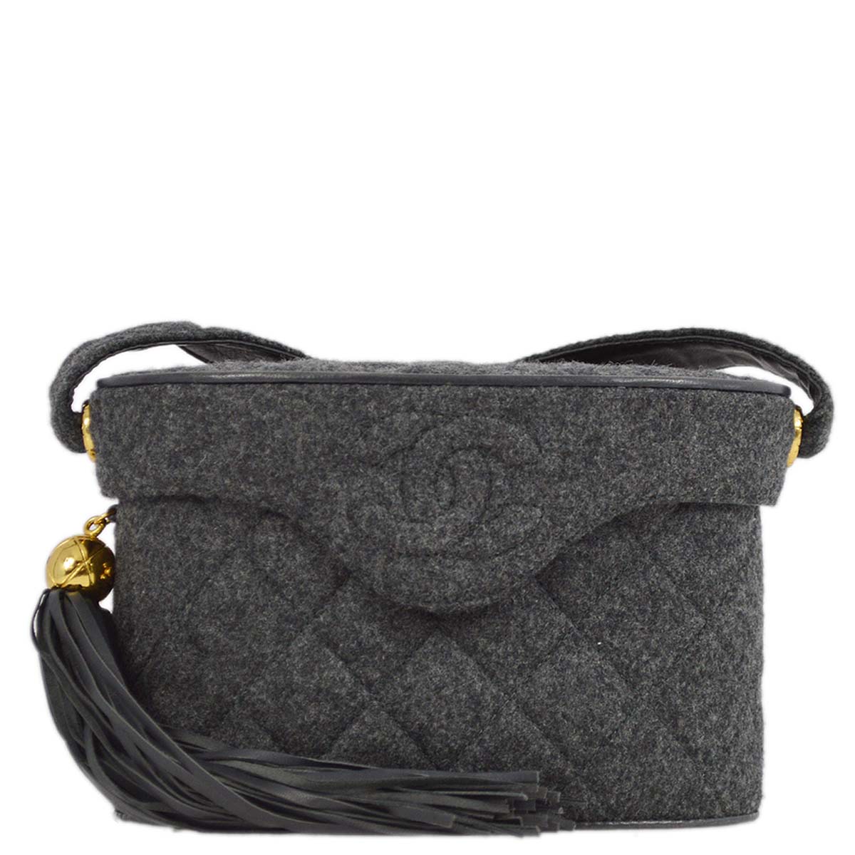 Image of Chanel 1991-1994 Gray Felt Shoulder Bag