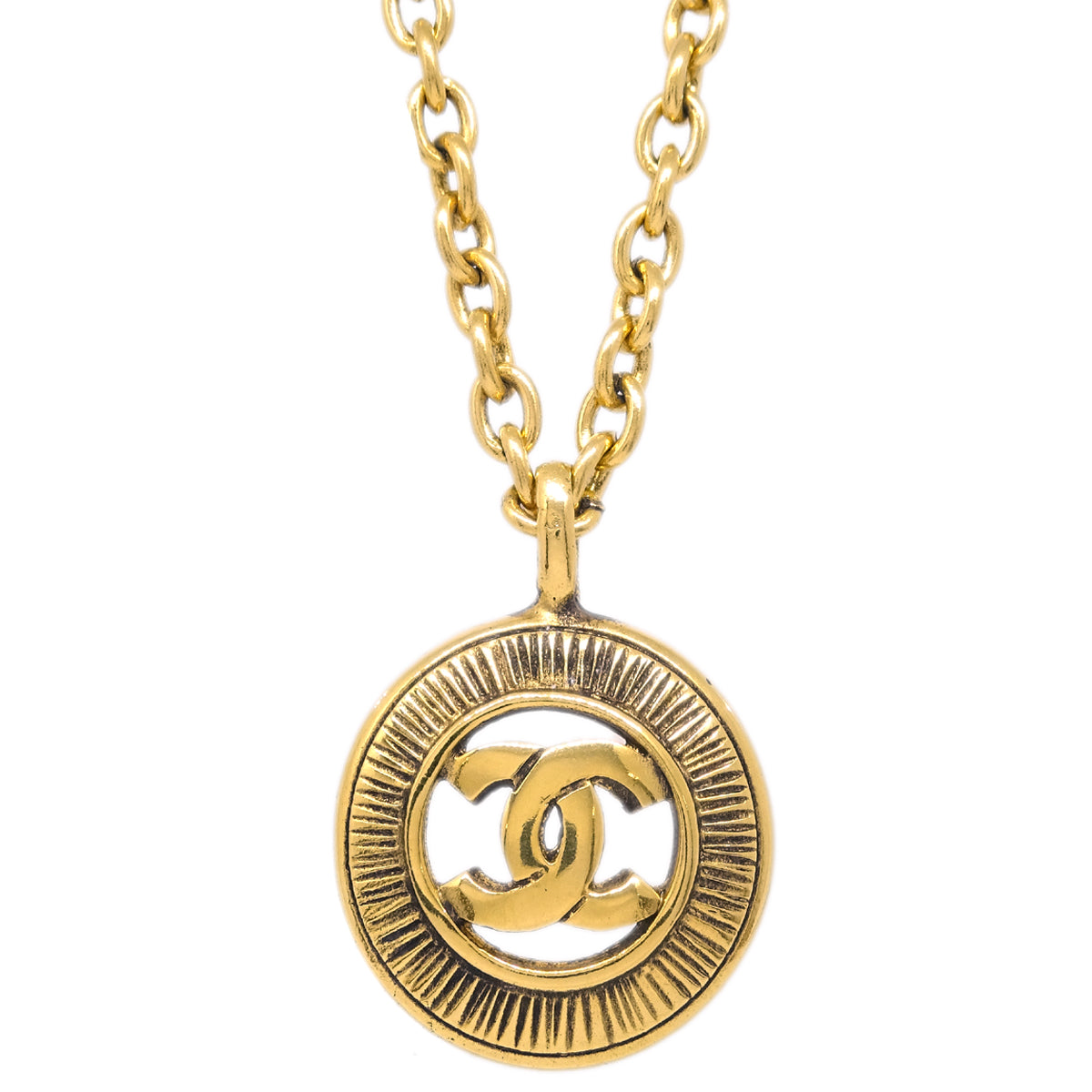 image of Chanel Gold Medallion Pendant Necklace 3242