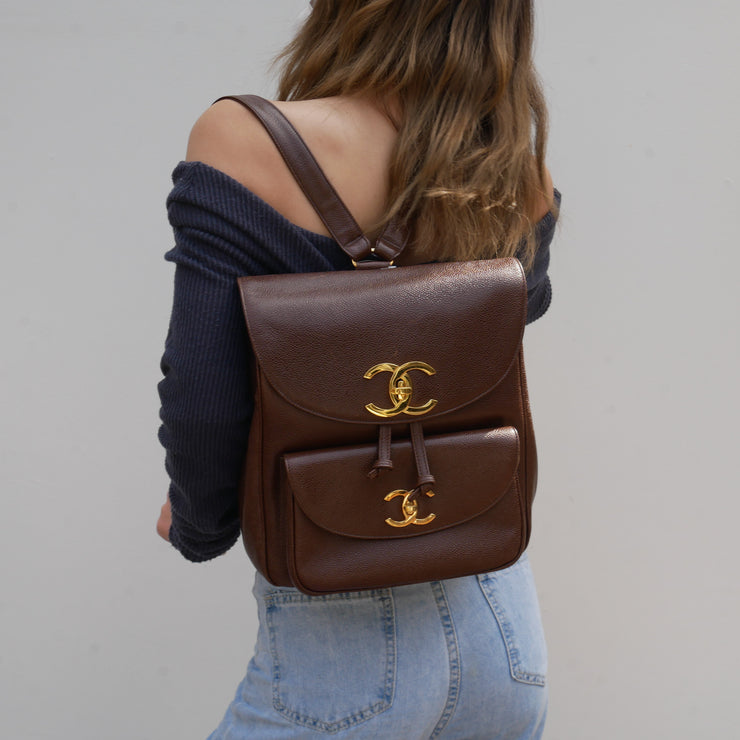 chanel backpack brown