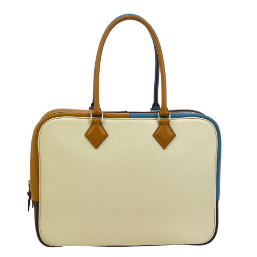 HERMES PLUME 32 Hand Bag Tri-Color Veau 