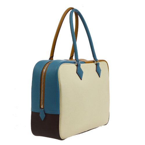 HERMES PLUME 32 Hand Bag Tri-Color Veau 