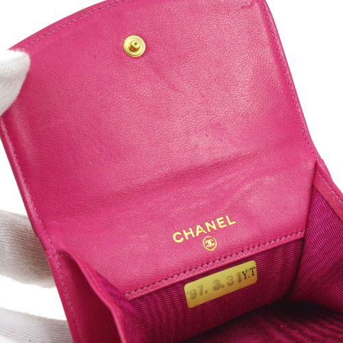 Chanel Cc Logos Coin Purse Wallet Pink Caviar Skin Amore Vintage