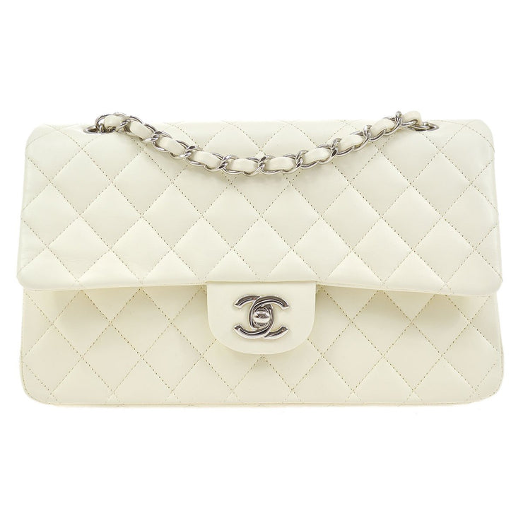 chanel quilted white bag