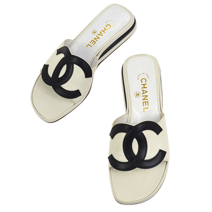 chanel slippers white