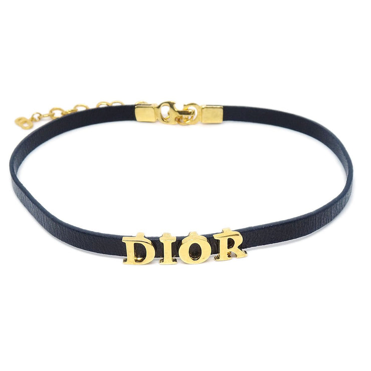 Christian Dior Leather Choker Necklace 