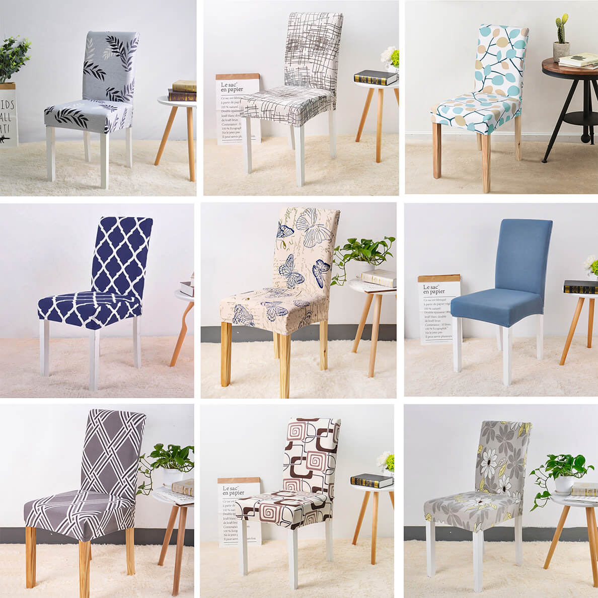 Neuf Modèles de Housses de chaises disponibles sur notre boutique