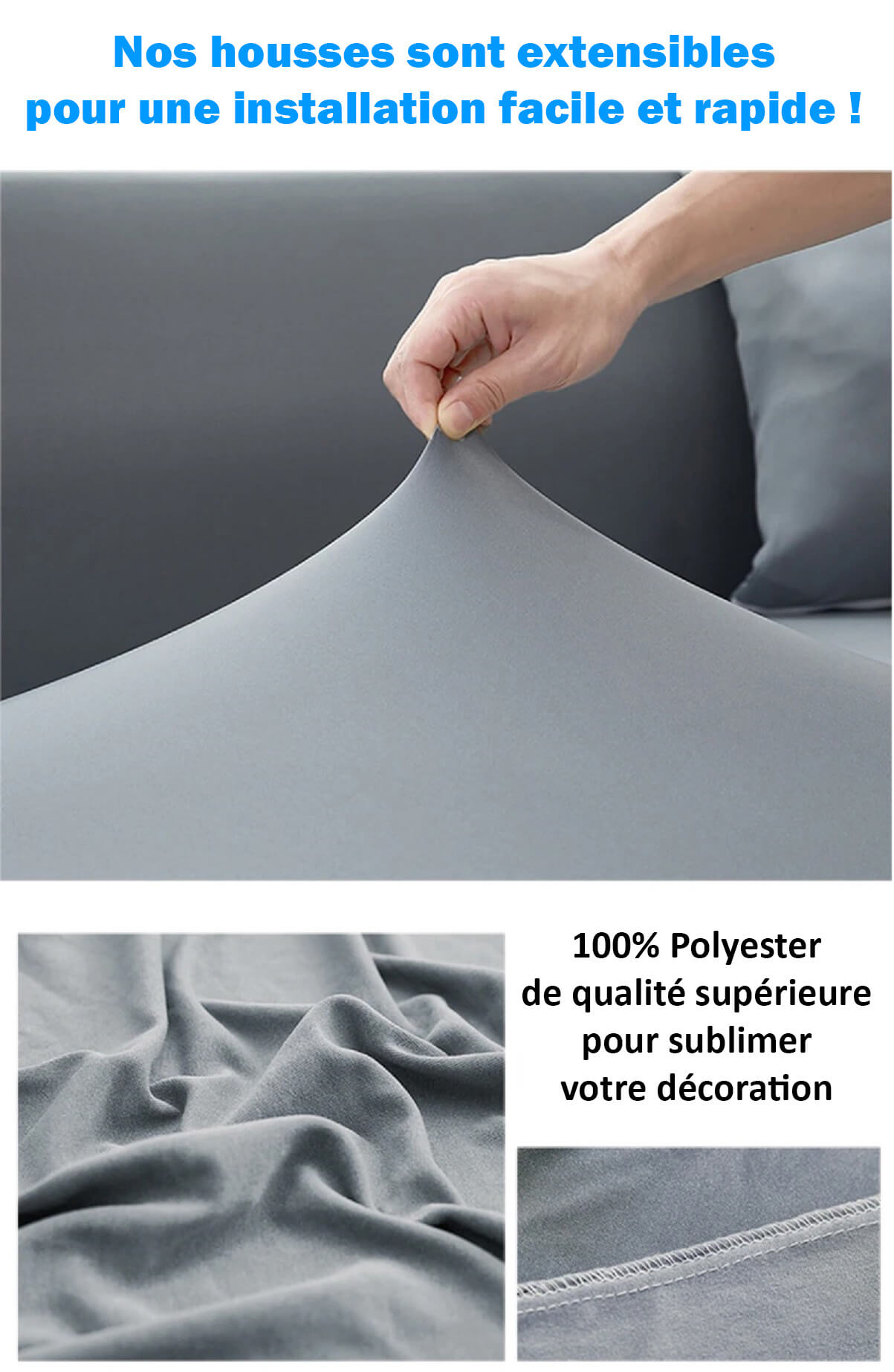 Caracteristiques housse pour assise de canape d'angle polyester