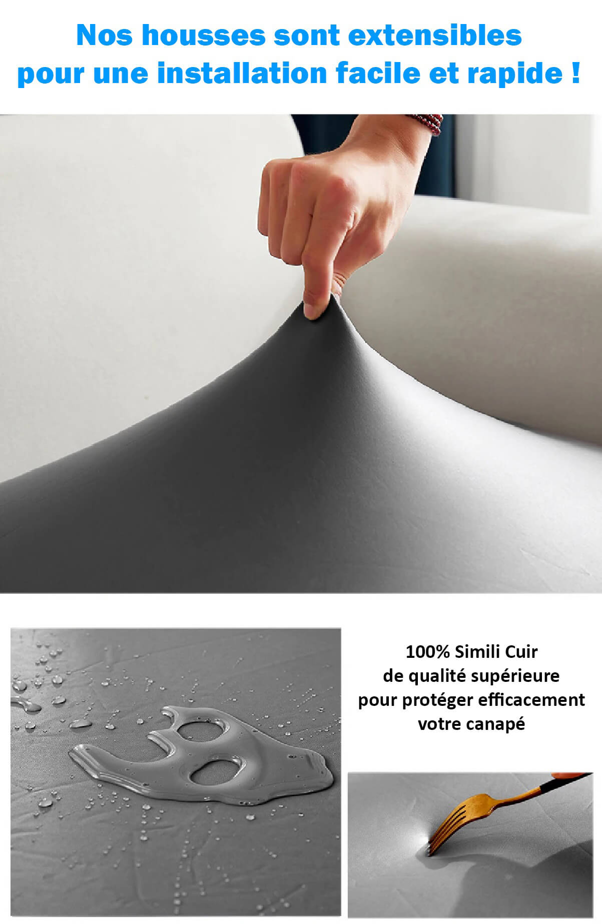 Caracteristiques de notre housse pour assise de canape d'angle simili cuir impermeable