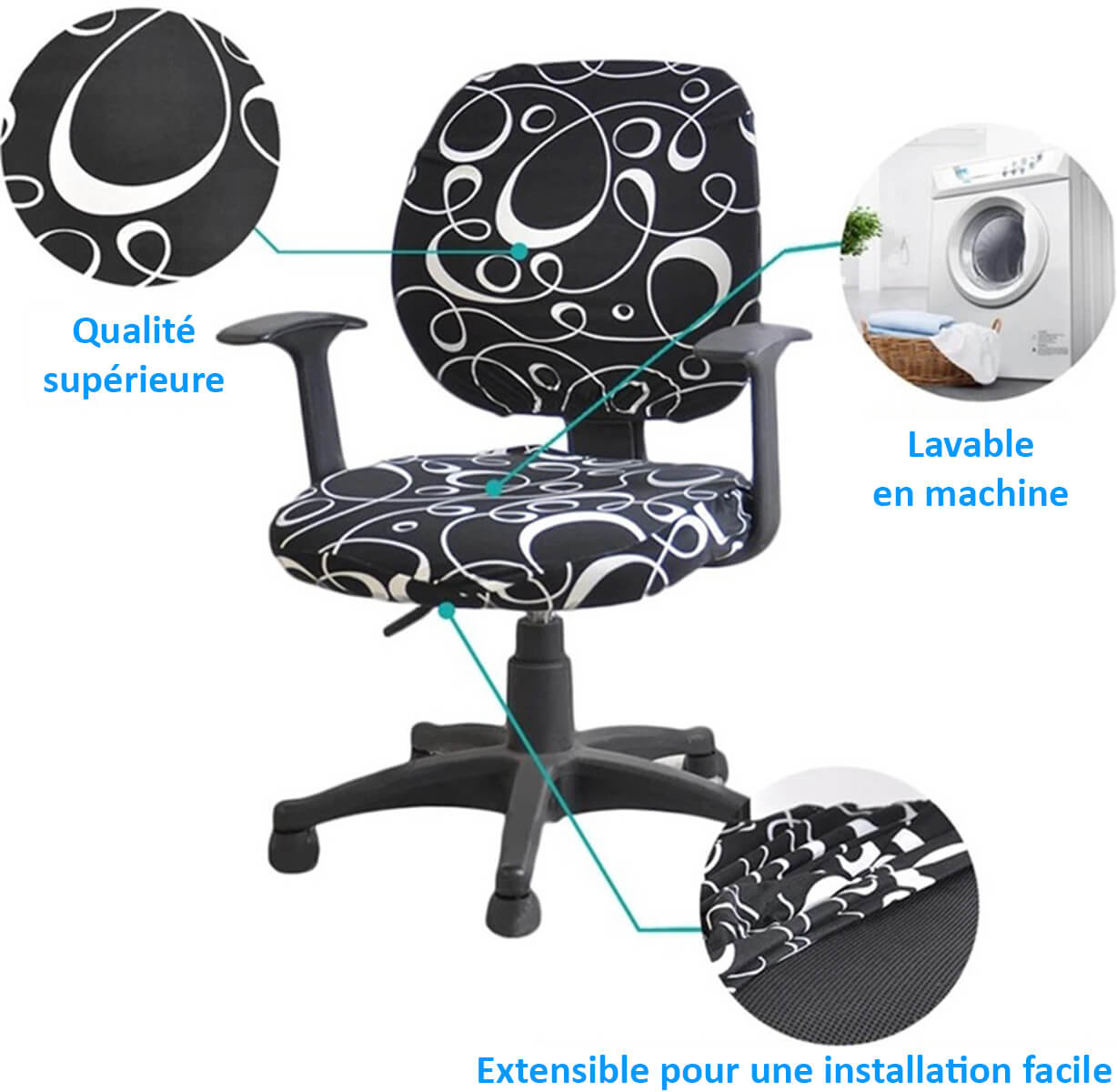 1 pièce Housse pour chaise de bureau unicolore extensible, Mode en ligne