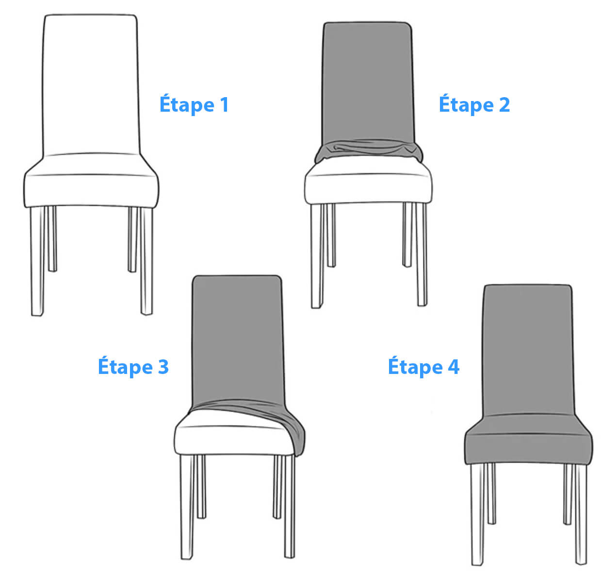 Comment installer ma housse de chaise XL extensible de grande taille ? Instructions par etapes et guide pour l'installation