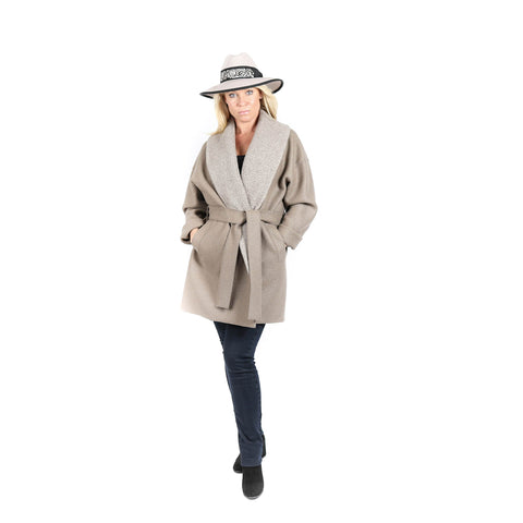 Taupe Wool Shawl Coat